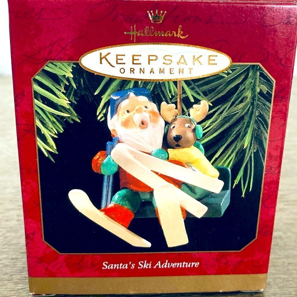 Vintage Hallmark Santa’s Ski Adventure Christmas Ornament 1997